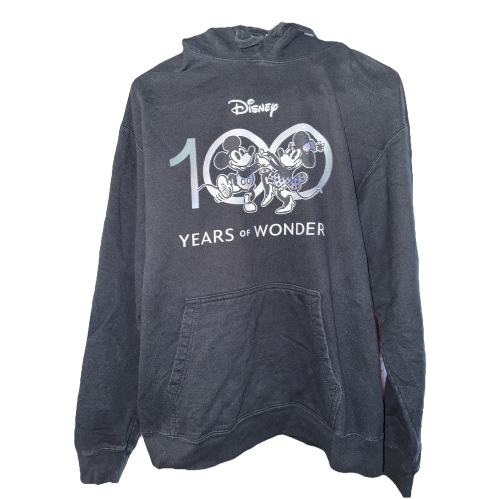 Disney  Sweatshirt‎ 100th Anniversary Hoodie Sweatshirt Size Large Black